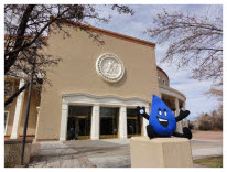 Flo, the EPA Water Sense mascot, visits the Roundhouse for Fix a Leak Week